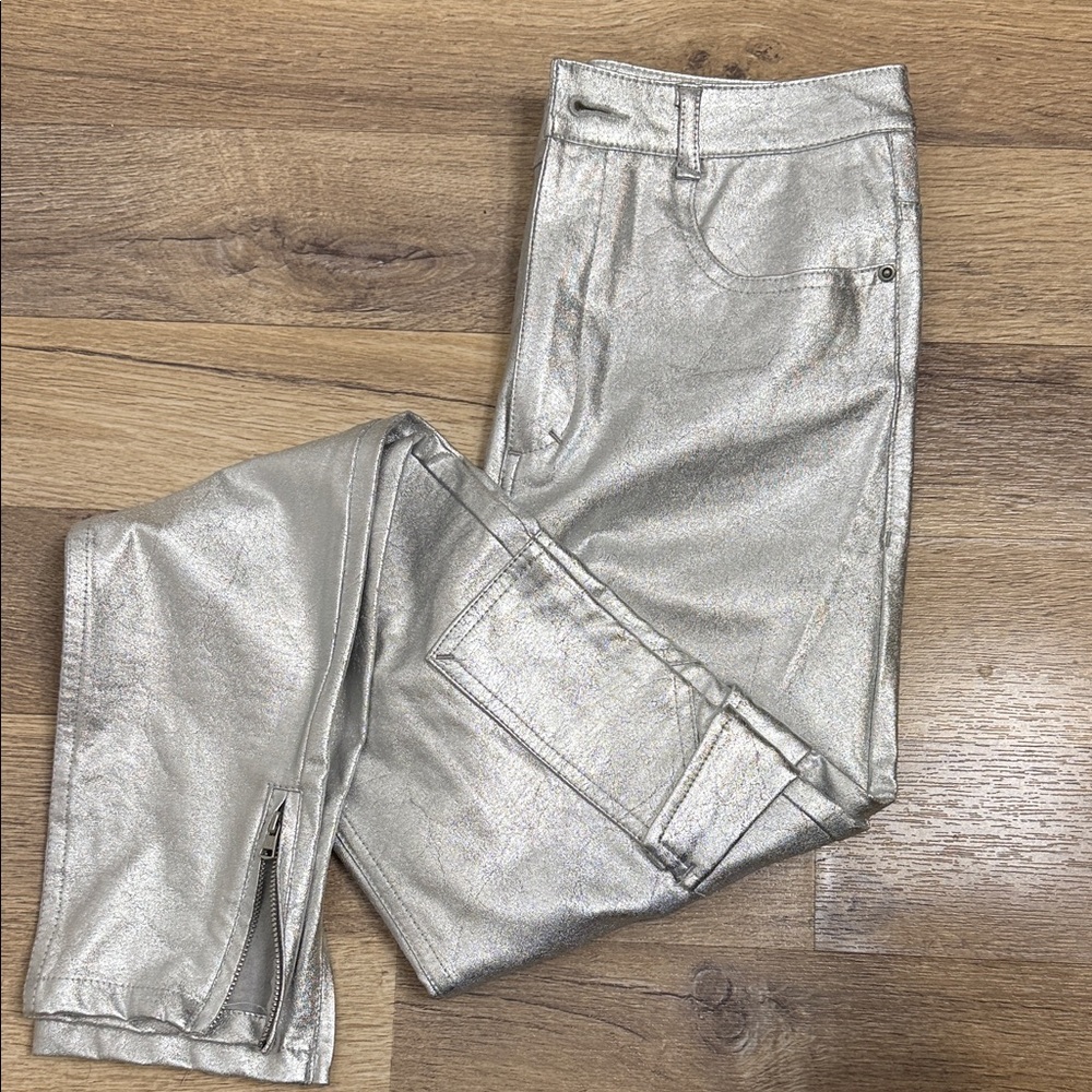 Pull&Bear Silver Straight Leg Pants Size 26